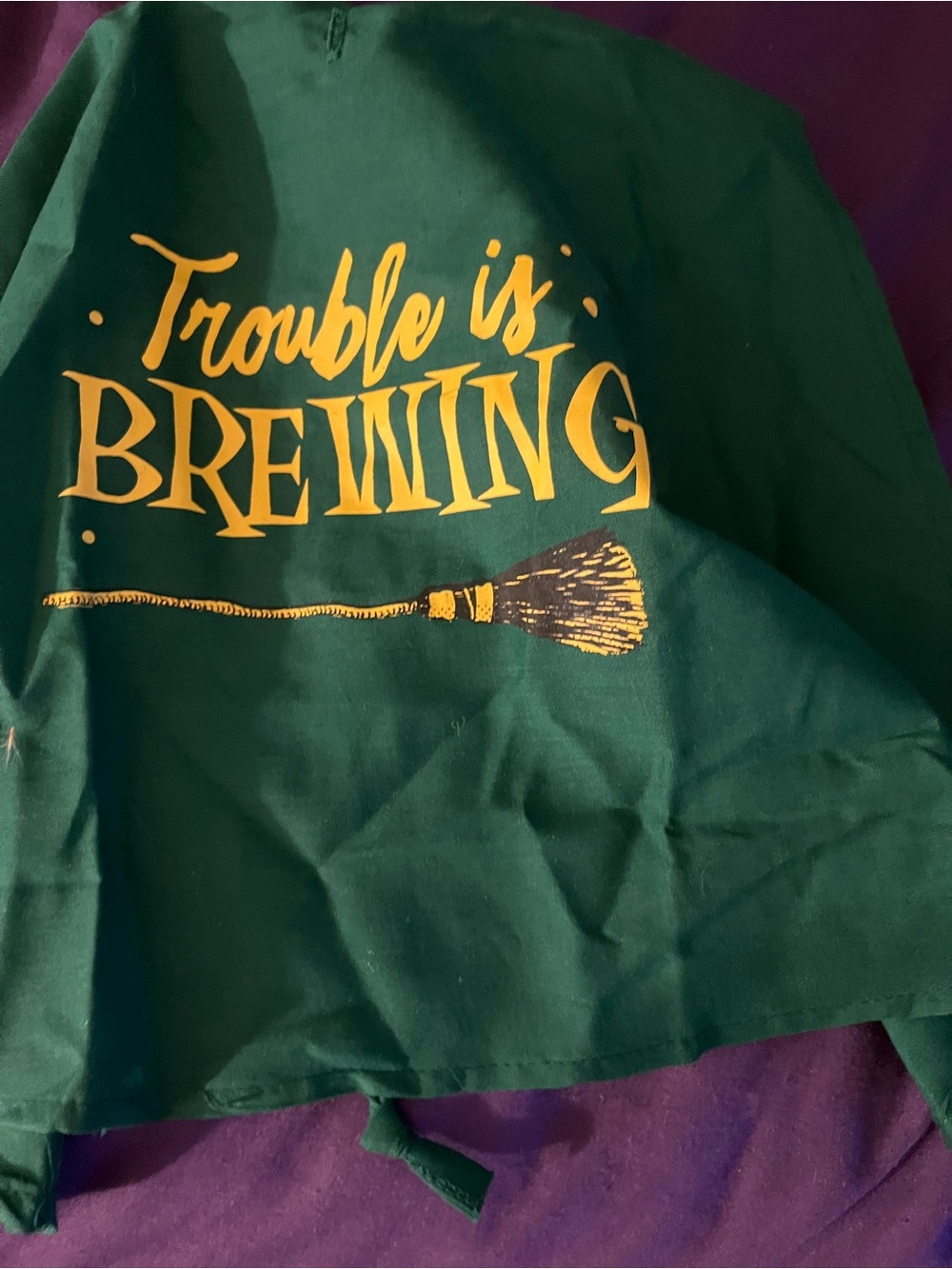 Others Follow Green Dog Shirt with Yellow "Trouble is Brewing" Graphic